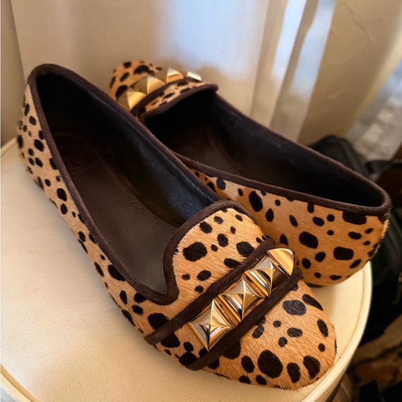 Tory Burch Shoes - Tory Burch Tan and Black Studded Loafers